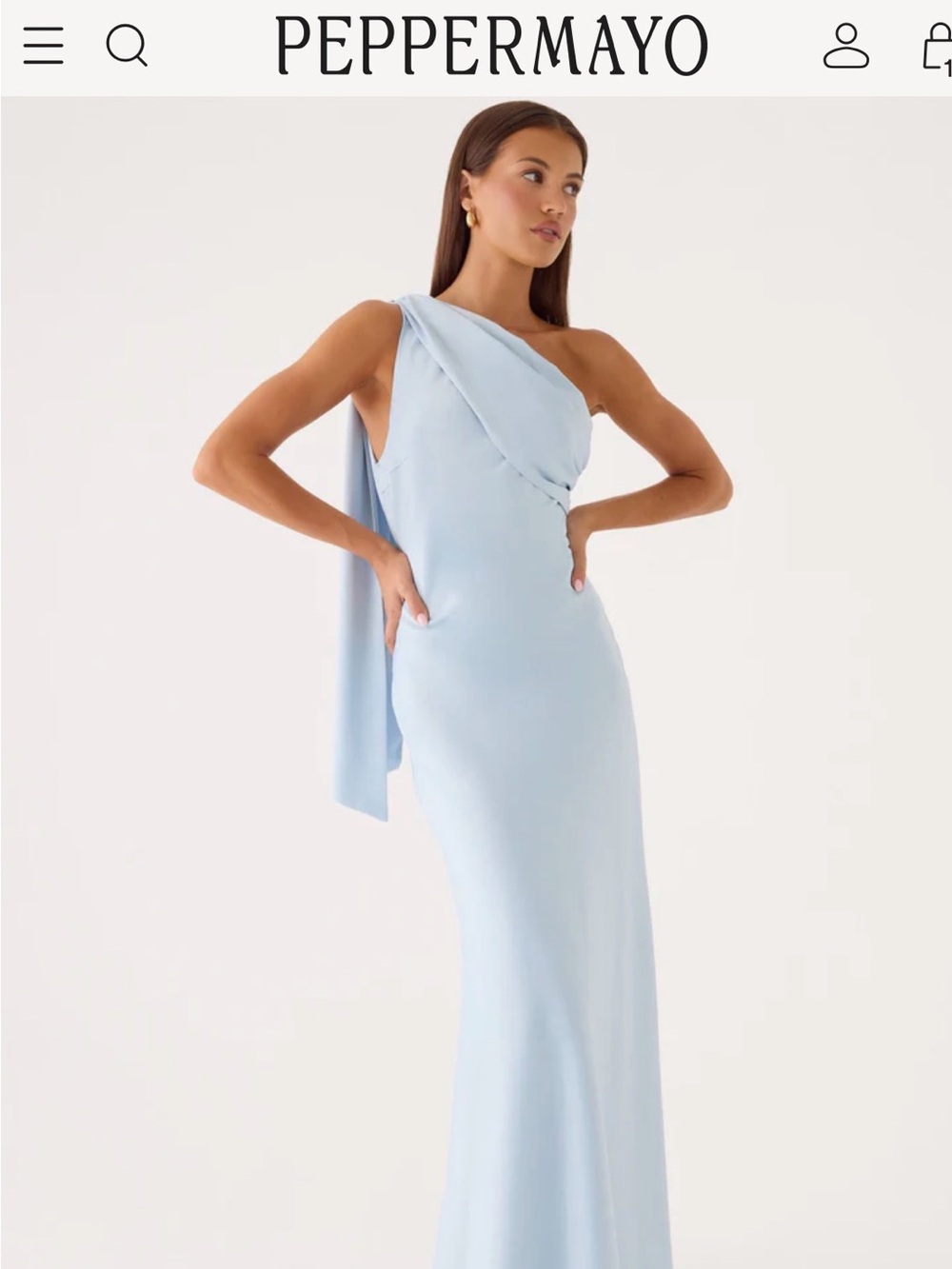 Peppermayo Elena One-Shoulder Maxi Dress - Pale Blue